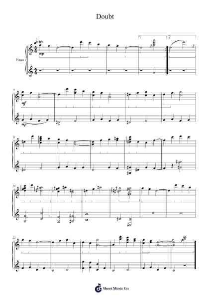 Doubt Sheet Music by Yuki Kajiura-Arr.Panwebb Jamesnan