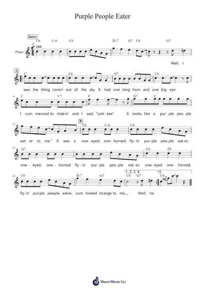 Purple People Eater Sheet Music by Sheb Wooley-Arr.Millsharp Waygrace