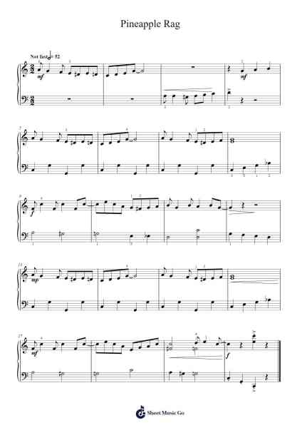 Pineapple Rag Sheet Music by Scott Joplin-Arr.Gaelroy