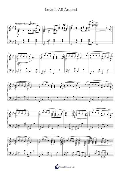 Love Is All Around Sheet Music by The Troggs/Wet Wet Wet-Arr.Ution Foxwer