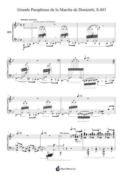 Grande Paraphrase de la Marche de Donizetti, S. 403 Sheet Music by Franz Liszt-Arr.Otnold
