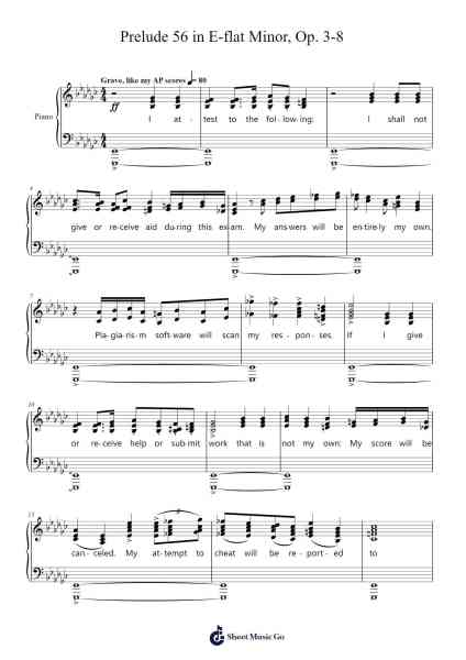 Prelude 56 in E-flat Minor, Op. 3-8 Sheet Music by undefined-Arr.Wildeh Francesgrace