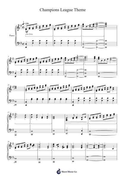 Champions League Theme Sheet Music by Tony Britten-Arr.Gemgene