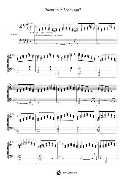 Poem in A "Autumn" Sheet Music by Justinas Bernotas-Arr.Harjo