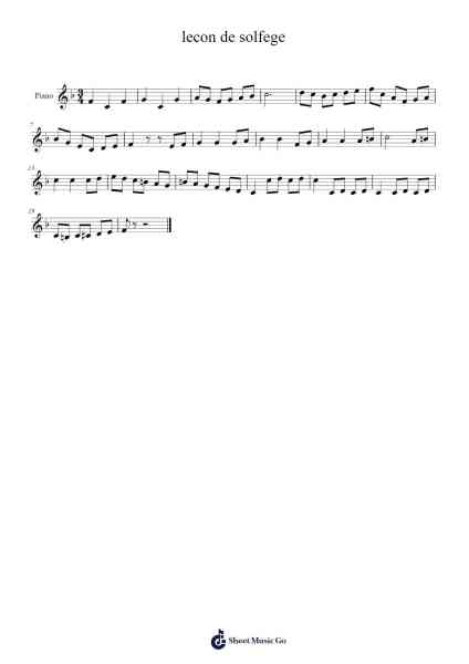 lecon de solfege Sheet Music by Charles Lecoq-Arr.Vibard Brumens