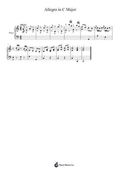 Allegro in C Major Sheet Music by Wolfgang Amadeus Mozart-Arr.Jeno Willlotte