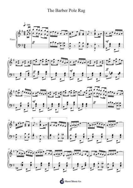 The Barber Pole Rag Sheet Music by Chas L. Johnson-Arr.Halrald