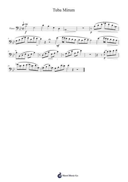 Tuba Mirum Sheet Music by Wolfgang Amadeus Mozart-Arr.Bartther Benxon