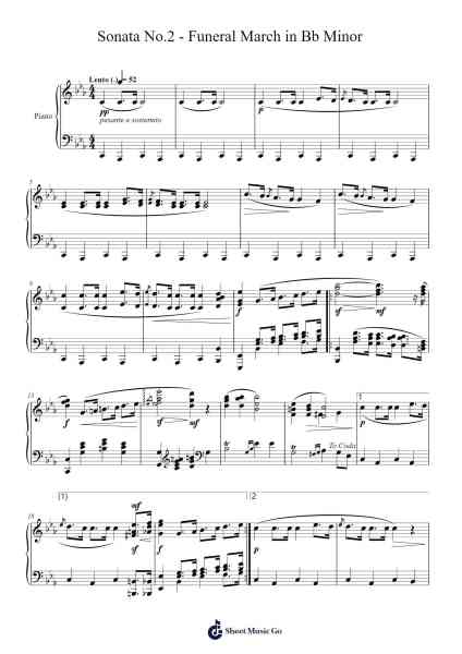 Sonata No.2 - Funeral March in Bb Minor Sheet Music by Fryderyk Chopin-Arr.Gwenning
