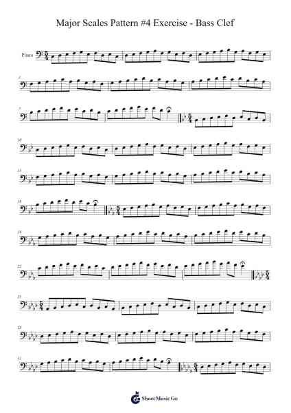 Major Scales Pattern #4 Exercise - Bass Clef Sheet Music by undefined-Arr.Phyldrich