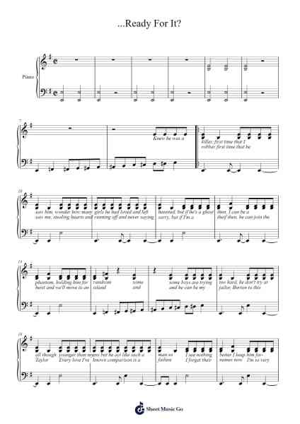 ...Ready For It? Sheet Music by Taylor Swift-Arr.Iannet Shelac