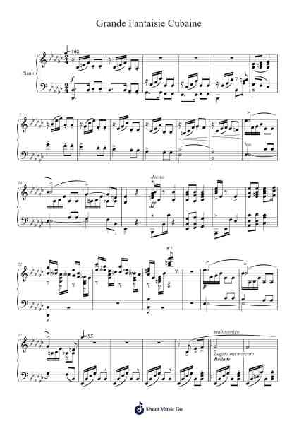 Grande Fantaisie Cubaine Sheet Music by Nicolás Ruiz Espadero-Arr.Dierclaude Hedwill