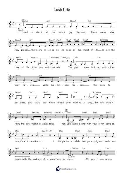Lush Life Sheet Music by John Coltrane-Arr.Babmia