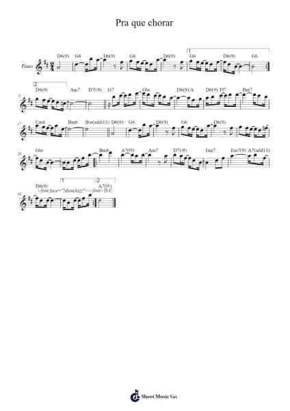Pra que chorar Sheet Music by Baden Powell/Vinícius de Moraes-Arr.Pagdrow Kathrin