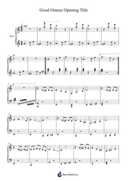 Good Omens Opening Title Sheet Music by David Arnold-Arr.Sawoolf Phylhale