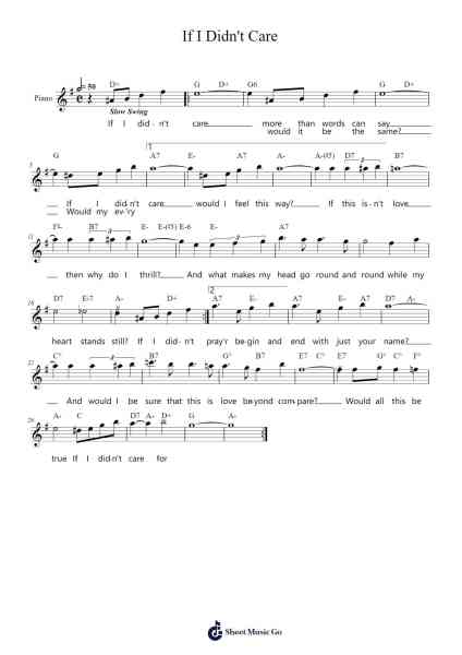If I Didn't Care Sheet Music by The Ink Spots-Arr.Billel Samry