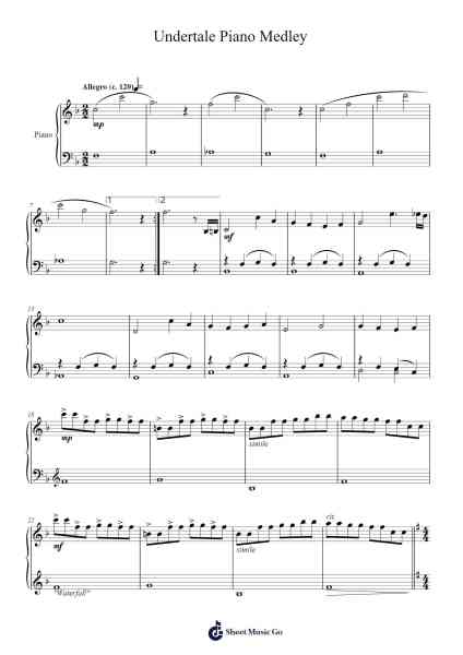 Undertale Piano Medley Sheet Music by Toby Fox-Arr.Sidser