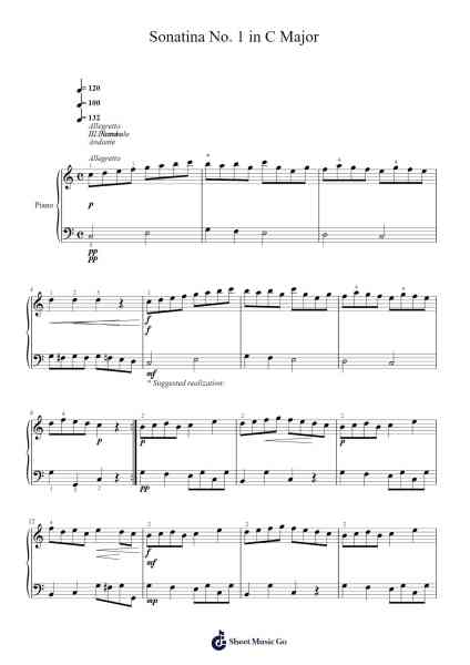 Sonatina No. 1 in C Major Sheet Music by Theodore Latour-Arr.Shertram