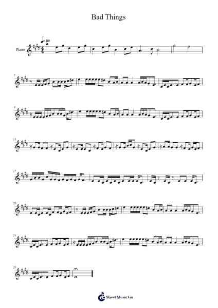 Bad Things Sheet Music by MGK/Camila Cabello-Arr.Wescan