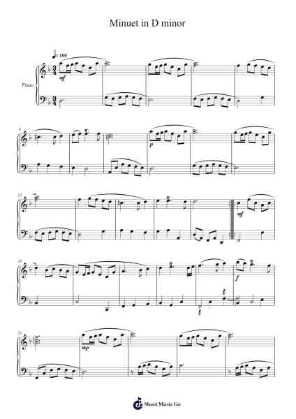 Minuet in D Minor Sheet Music by Johann Heinrich Buttstedt-Arr.Fanbrow Douggreve
