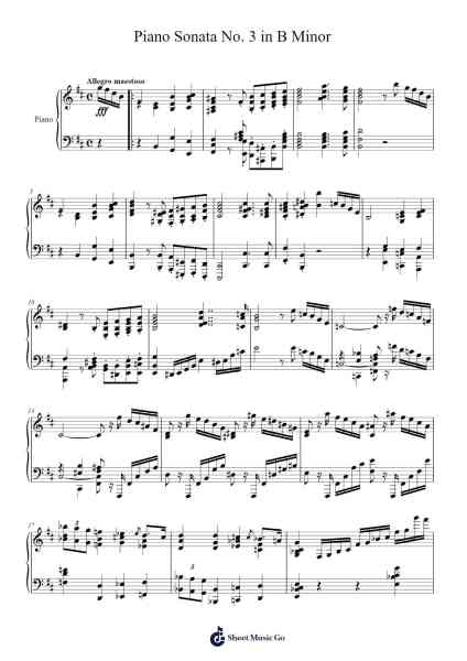 Piano Sonata No. 3 in B Minor Sheet Music by Frédéric Chopin-Arr.Quingar