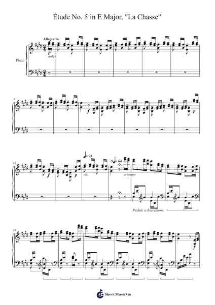 Étude No. 5 in E Major, S. 124 "La Chasse" Sheet Music by Vincent-Arr.Kingsmiah Burnekyle