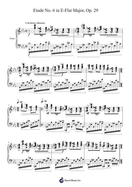 Bortkiewicz Etude No. 6 in E-Flat Major, Op. 29 Sheet Music by Sergei Bortkiewicz-Arr.Brumaud