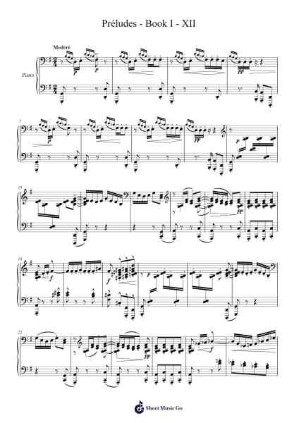 Préludes, Book I, L. 117: XII. Minstrels Sheet Music by Claude Debussy-Arr.Krispert