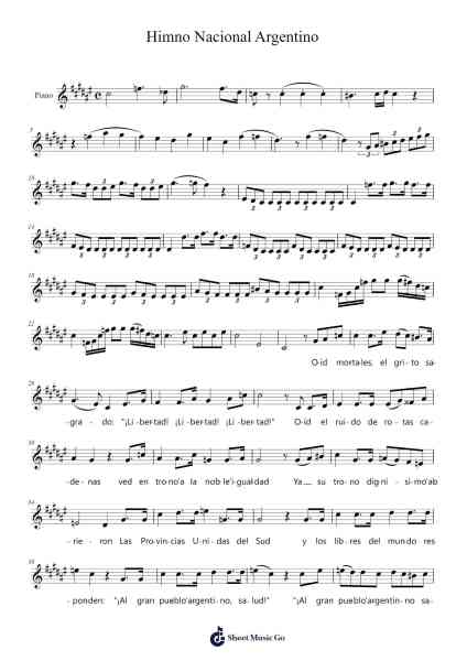 Himno Nacional Argentino Sheet Music by Blas Parera-Arr.Gunnd