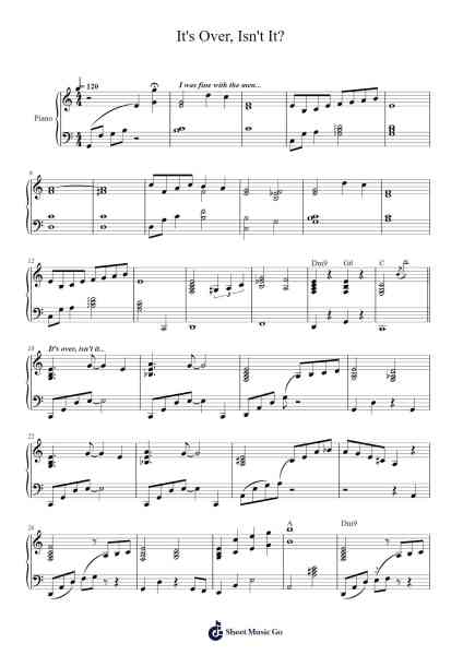 It's Over, Isn't It? Sheet Music by Nickbby-Arr.Larple