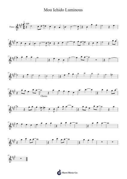 Mou Ichido Luminous Sheet Music by Pastel*Palettes-Arr.Phylpeg Bradning
