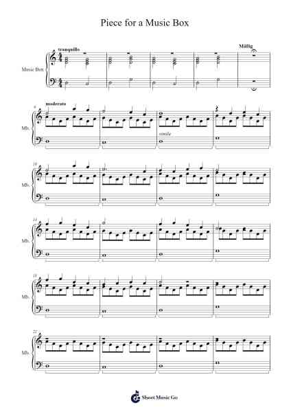 Piece for a Music Box Sheet Music by Weshan Newnel-Arr.Quinliet