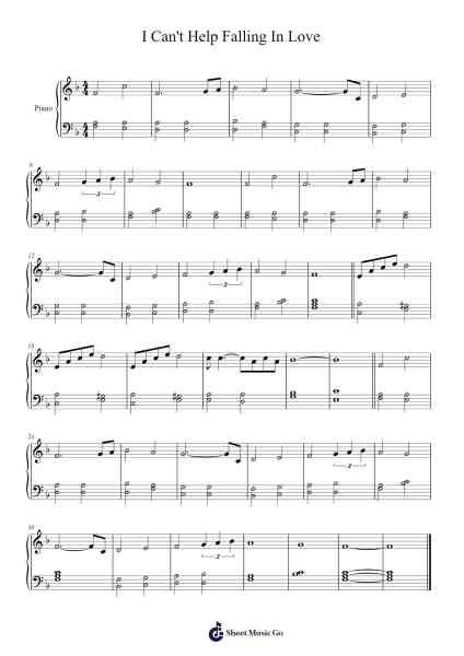 I Can't Help Falling In Love Sheet Music by Elvis Presley-Arr.Paggai Noelsay