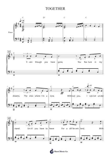 TOGETHER Sheet Music by Guillermo Bruno-Arr.Haleale Quildy