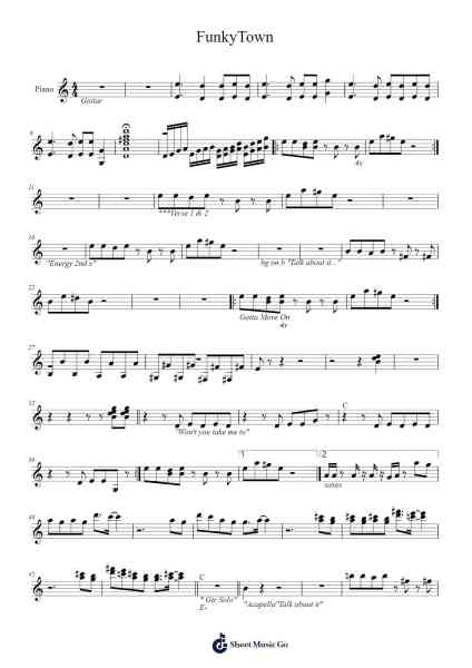 FunkyTown Sheet Music by Lipps Inc.-Arr.Louann Bonpe