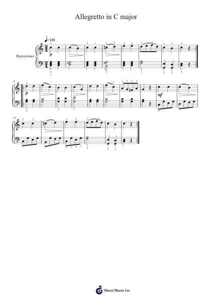 Allegretto in C Major Sheet Music by Anton Diabelli-Arr.Jonqy Keyreed