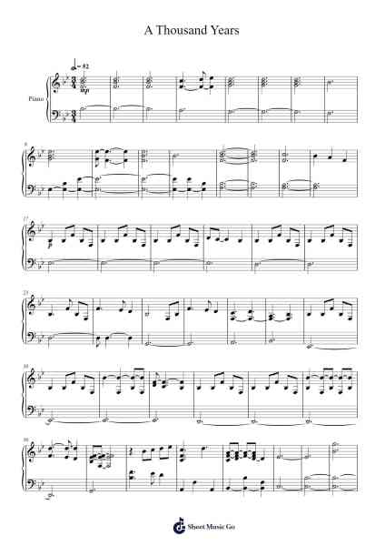 A Thousand Years Sheet Music by Christina Perri-Arr.Kelniell Bircer