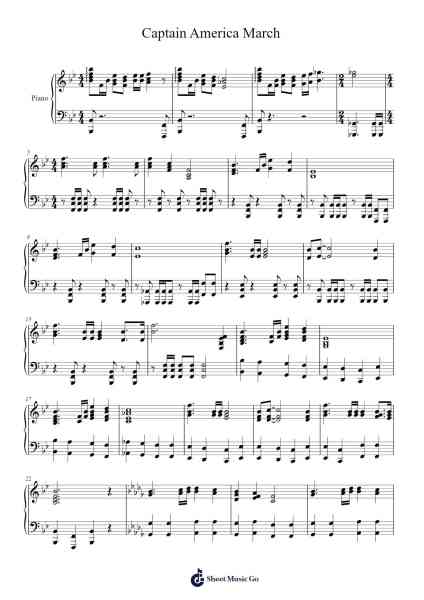 Captain America March 乐谱由 Alan Silvestri - 编曲 Corsay Parhys
