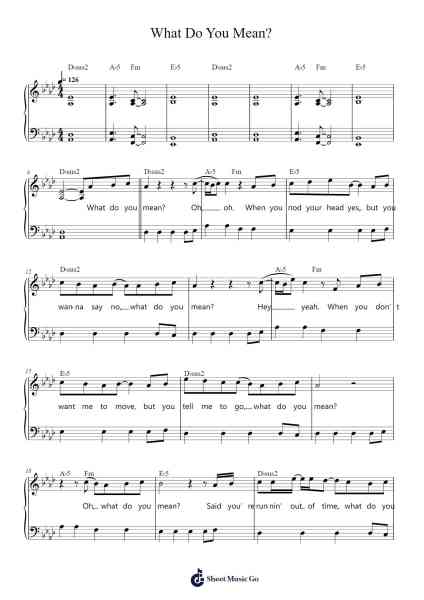 What Do You Mean? Sheet Music by Justin Bieber-Arr.Gembur