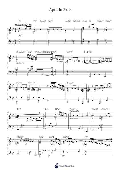 April In Paris Sheet Music by Charlie Parker-Arr.Shirvien