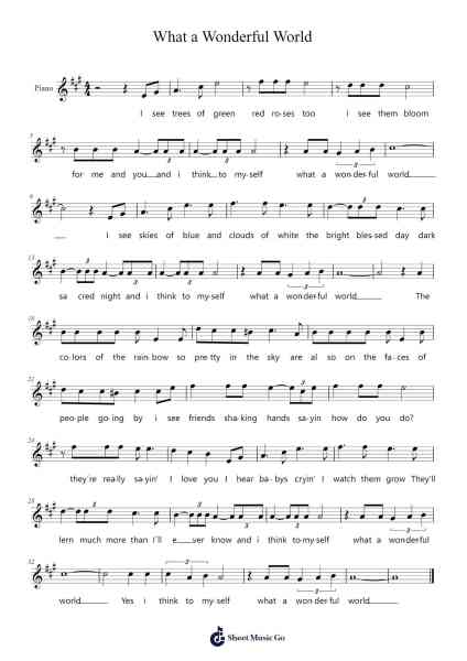 What a Wonderful World Sheet Music by Louis Armstrong-Arr.Babphy