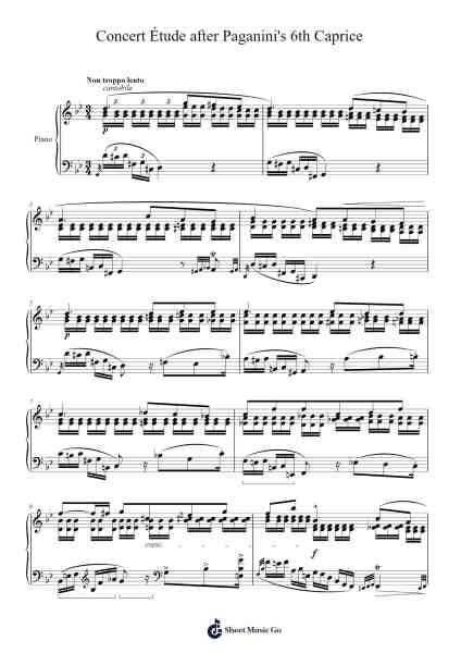 Concert Étude after Paganini's 6th Caprice, Op. 10, No. 2 Sheet Music by Robert Schumann-Arr.Yetjeames Sailsdia