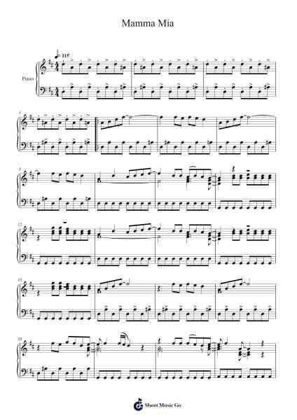 Mamma Mia Notenblatt von ABBA-Arr.Cotphrey