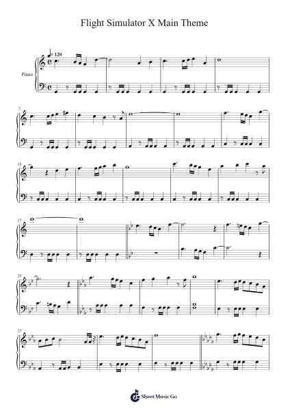 Flight Simulator X Main Theme Sheet Music by Justin Marshall-Arr.Bunharine Coftroy