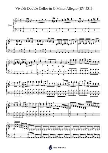 Concerto for 2 Cellos in G Minor, RV 531: I. Allegro Sheet Music by Antonio Vivaldi-Arr.Steeleton