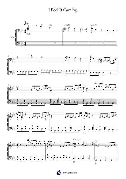 I Feel It Coming Sheet Music by The Weeknd-Arr.Reedtrine Gunnix