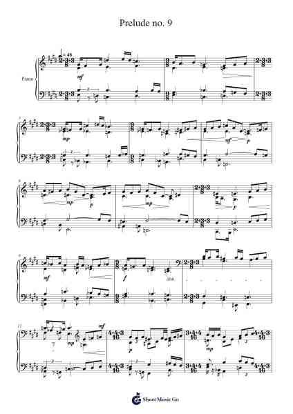 Prelude no. 9 Sheet Music by Joshua Painter-Arr.Adnest Fitzvin