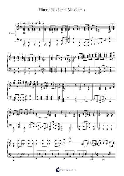 Himno Nacional Mexicano Sheet Music by Jaime Nunó-Arr.Emton