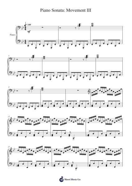 Piano Sonata: Movement III Sheet Music by Philip Glass-Arr.Hubpir