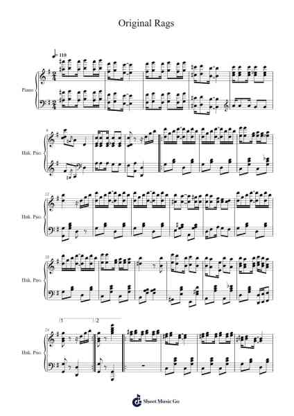 Original Rags Sheet Music by Scott Joplin-Arr.Urrite